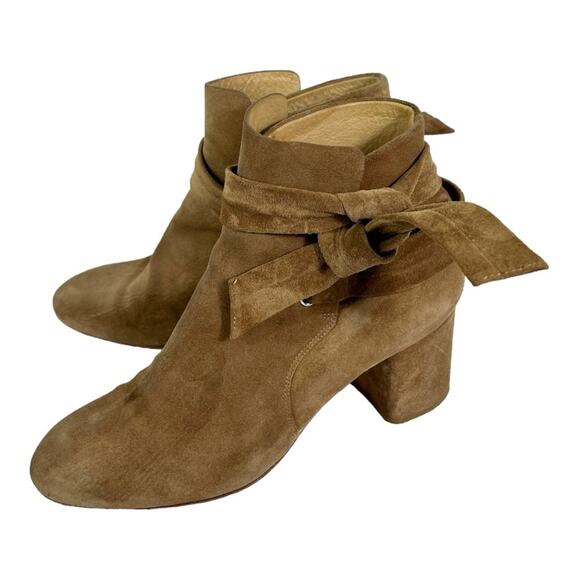 Rag & Bone Suede Block Heel Dahlia Ankle Tie Bootie 39 1/2 /9.5 (runs small) - Picture 4 of 8